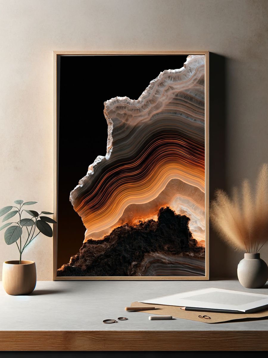 Glowing Agate Slice Abstract Print. — room view 2