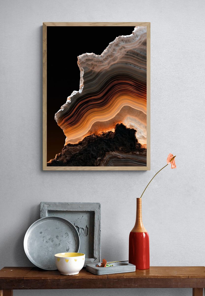 Glowing Agate Slice Abstract Print. — room view 3