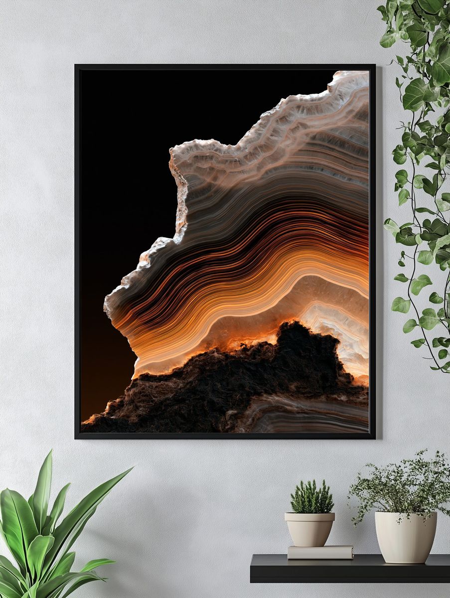 Glowing Agate Slice Abstract Print. — room view 4