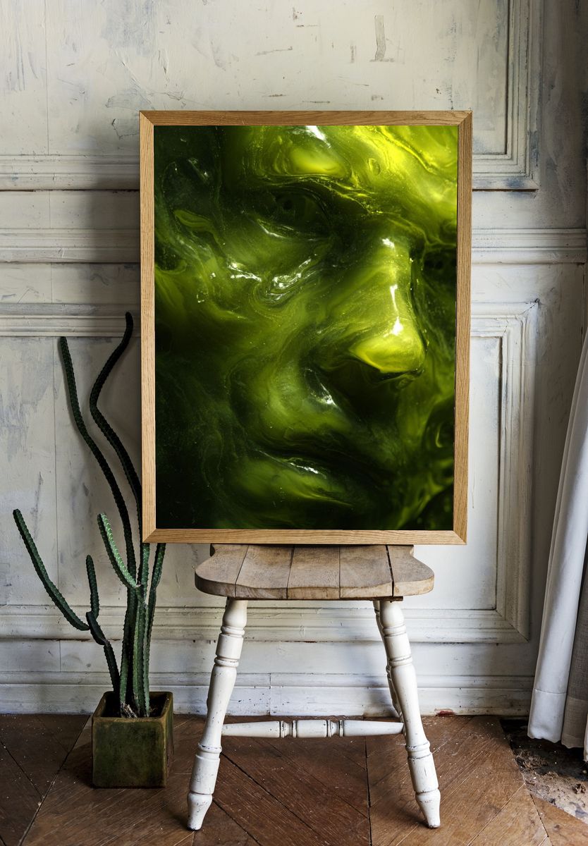 Abstract Green Face Poster. — room view 1