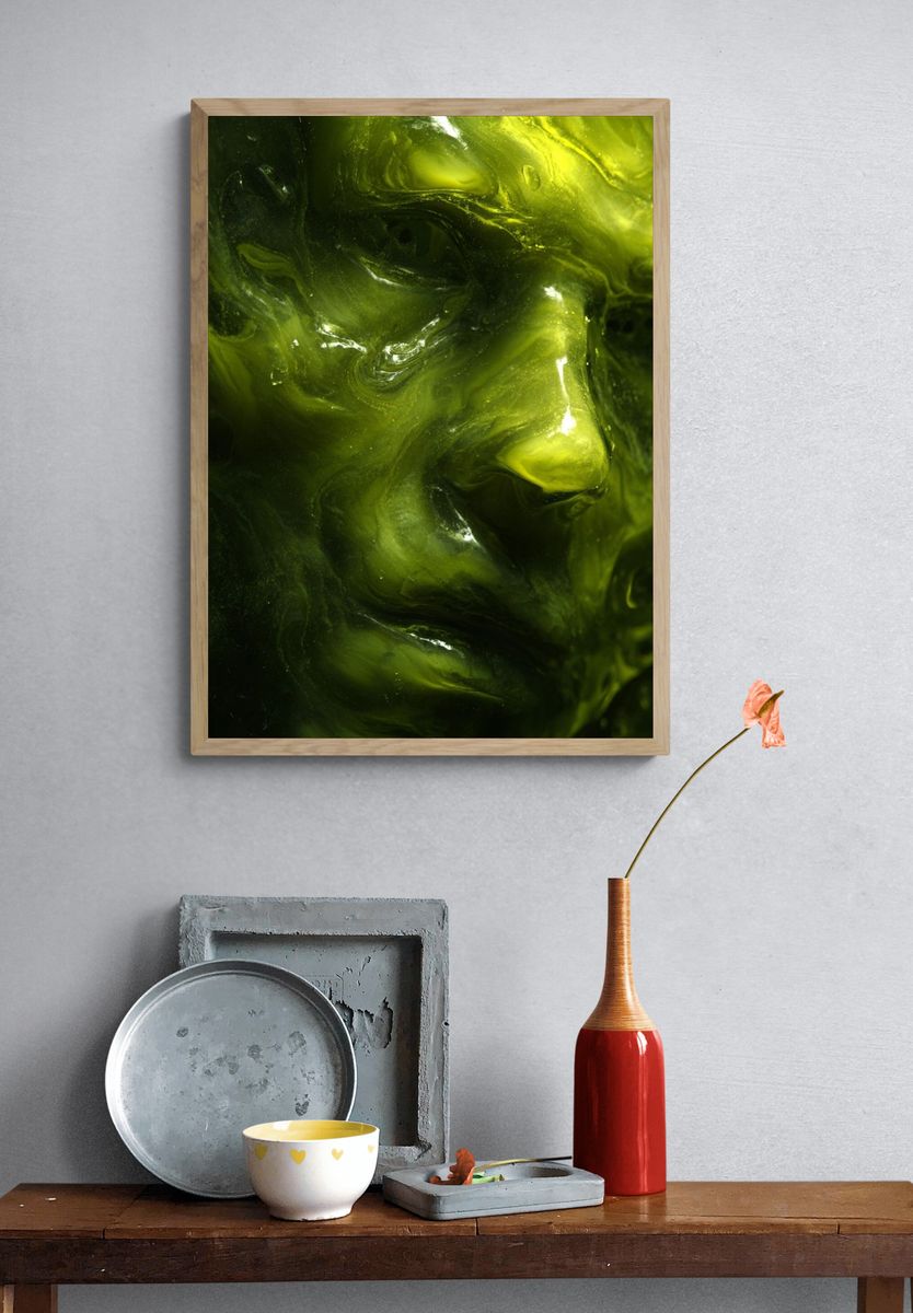 Abstract Green Face Poster. — room view 3
