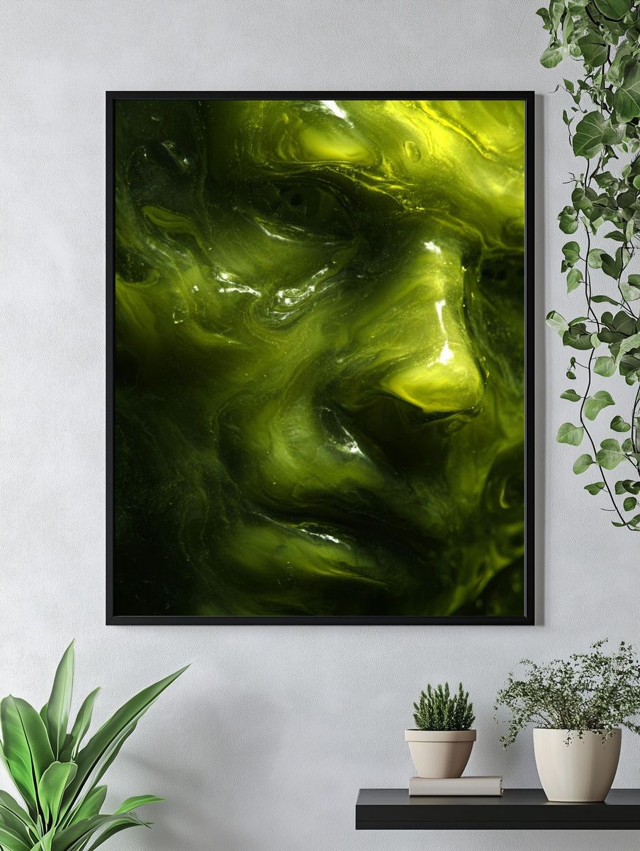 Abstract Green Face Poster. — room view 4