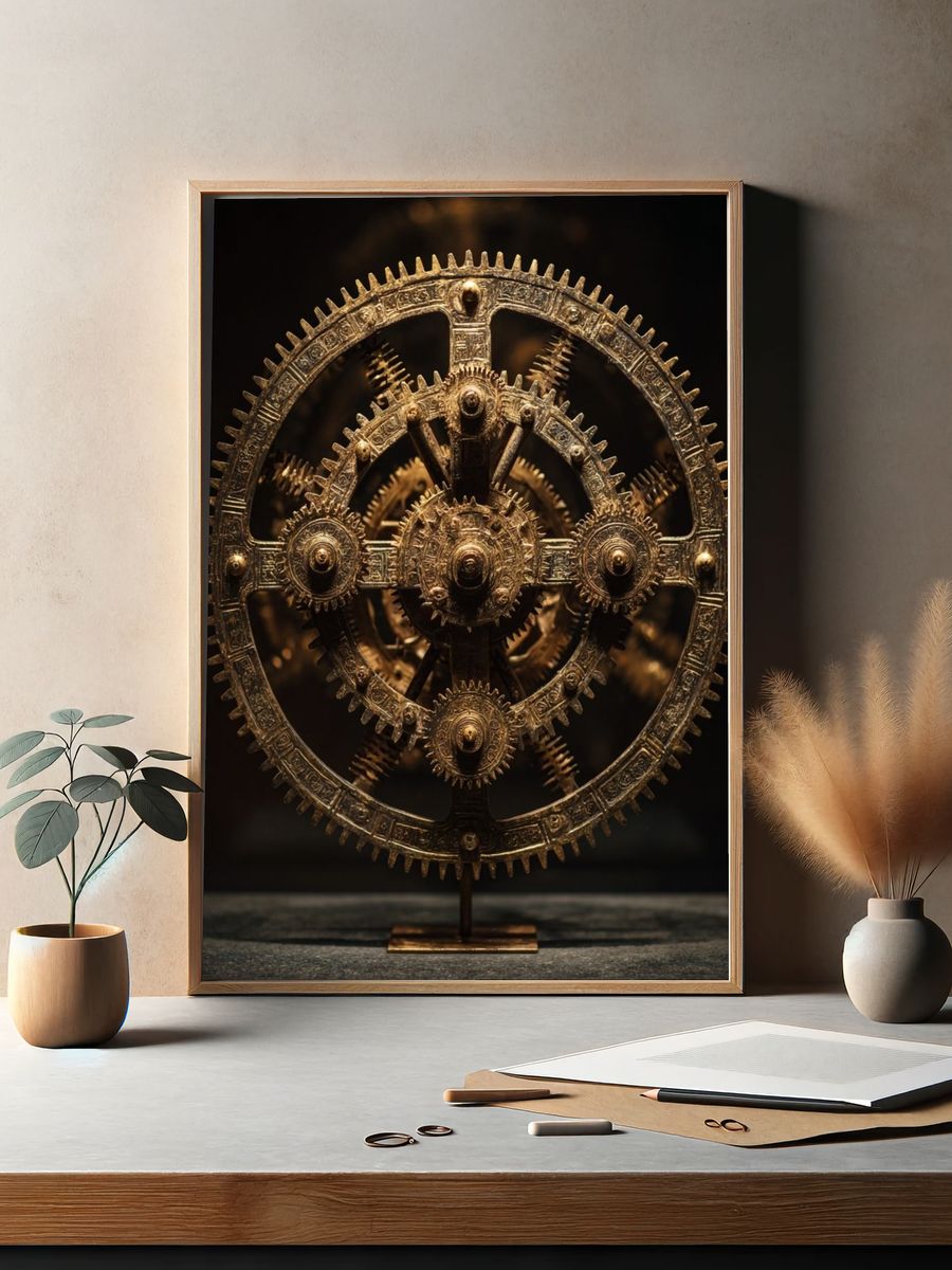 Antique Gear Mechanism Poster. — room view 2