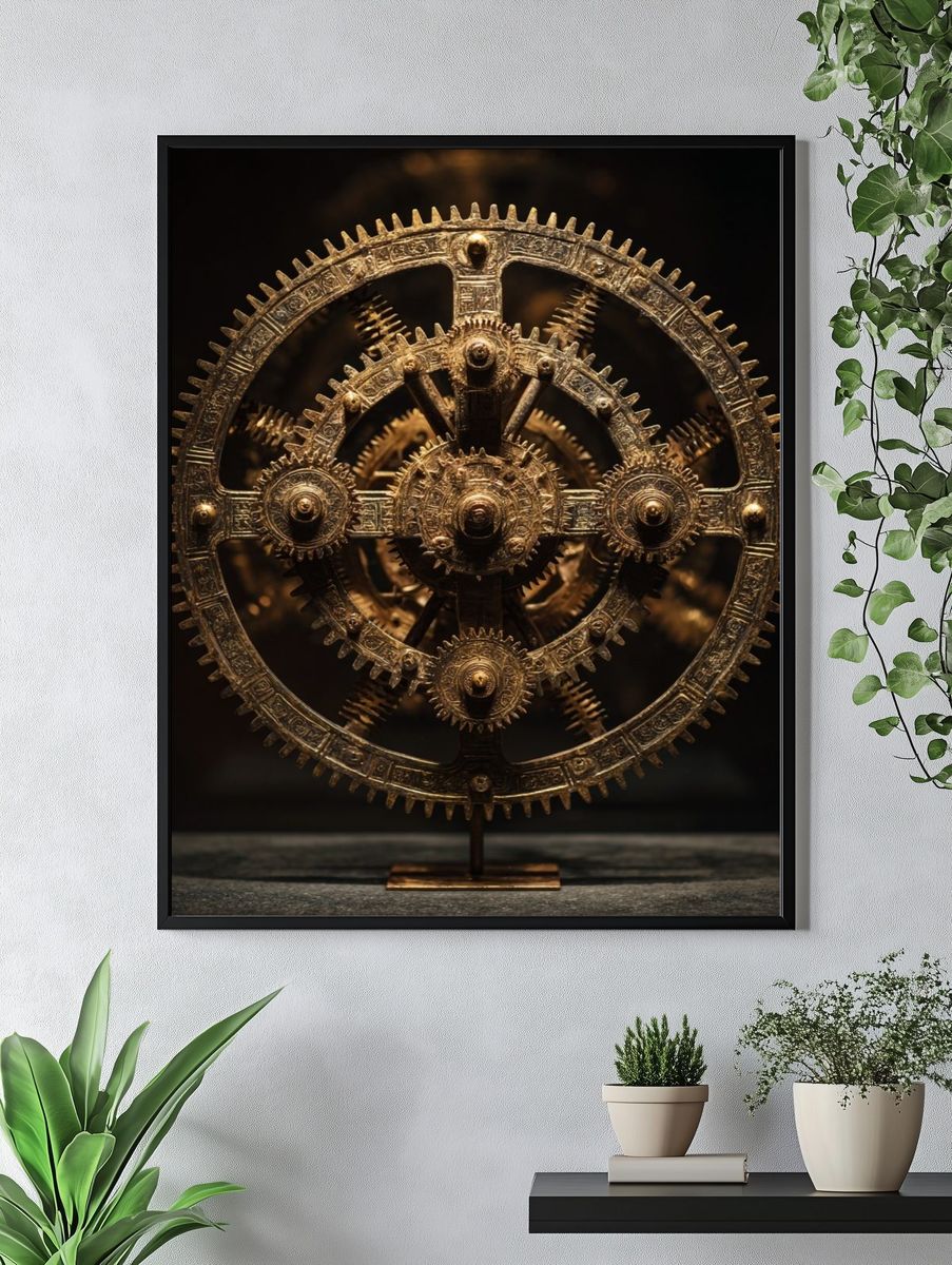 Antique Gear Mechanism Poster. — room view 4