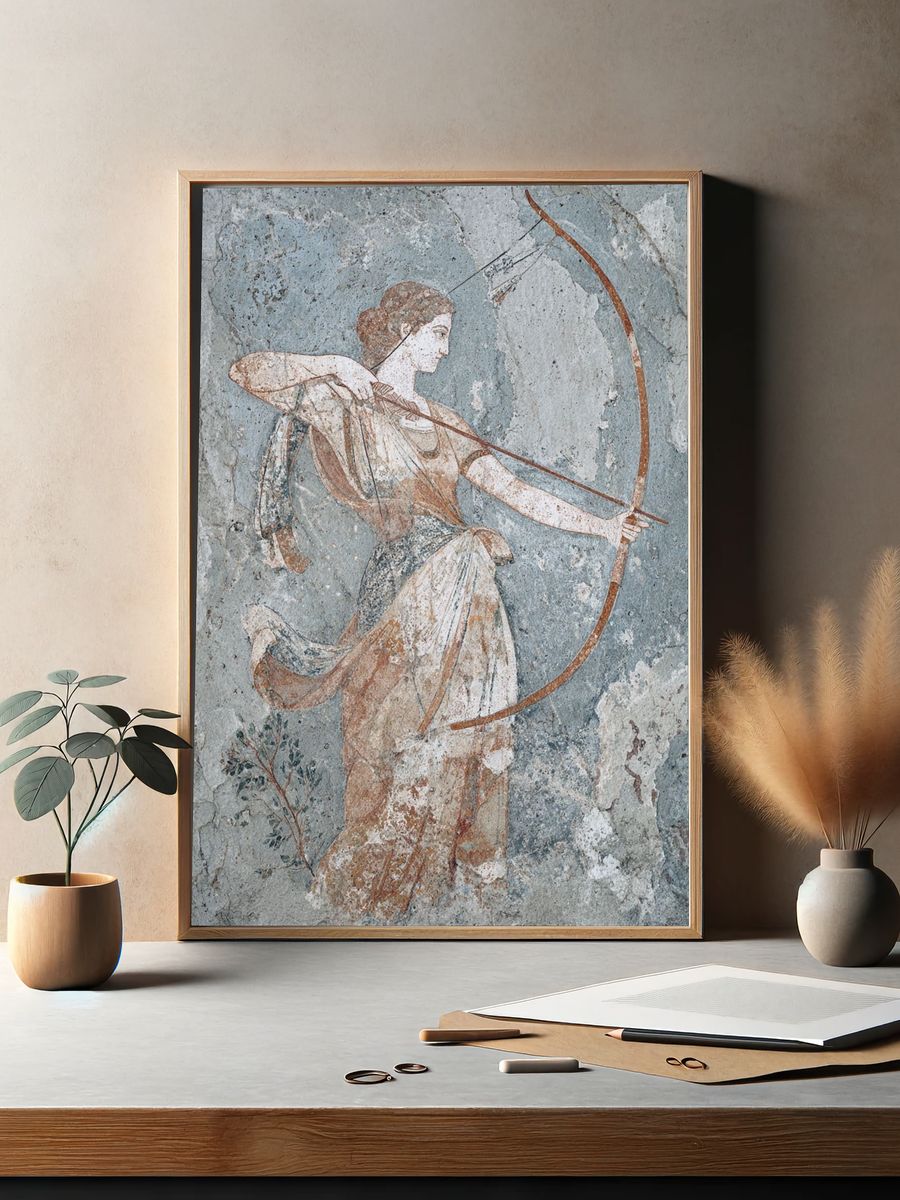 Artemis — Ancient Greek Fresco Poster. — room view 2