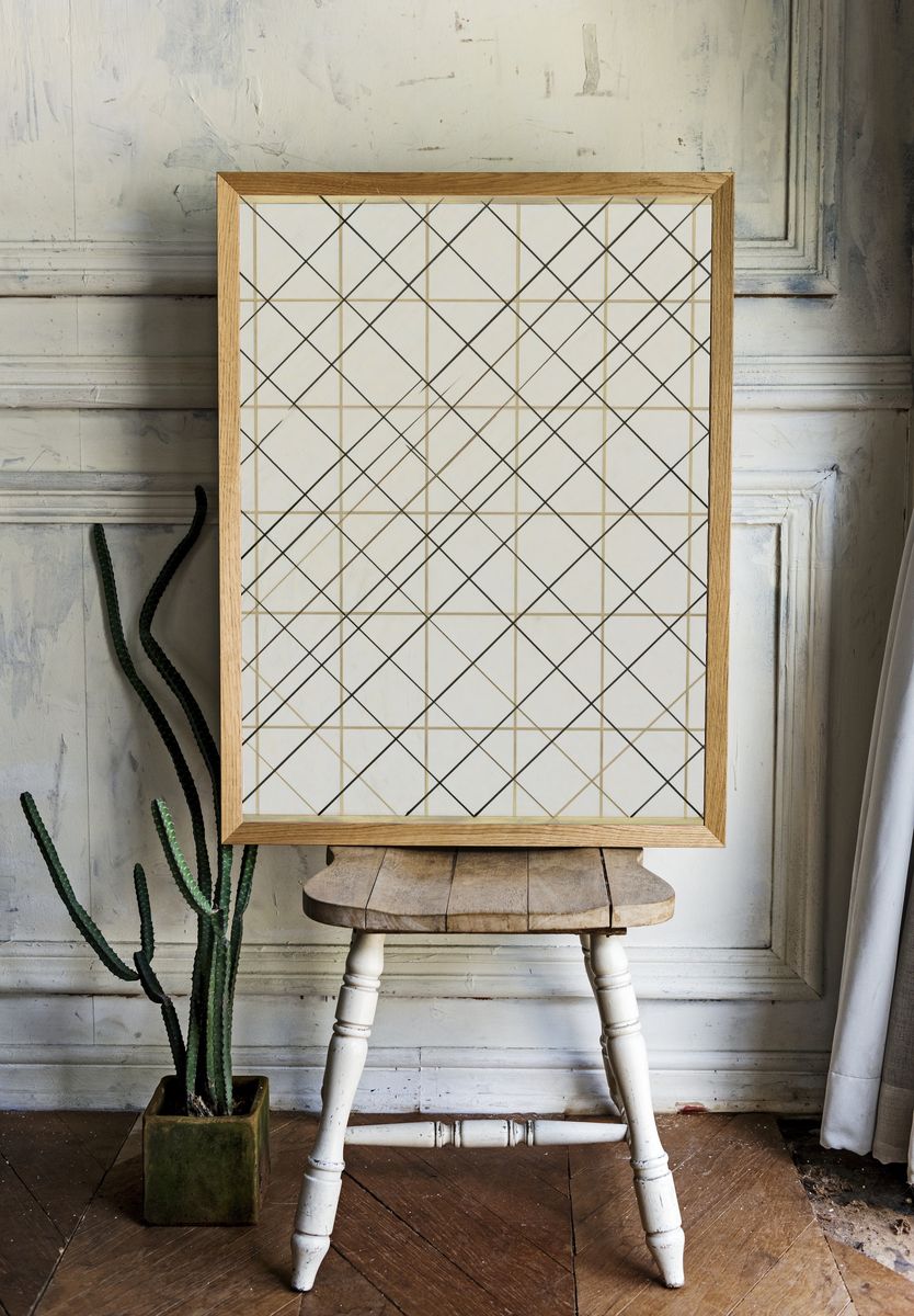 Geometric Grid Abstract Print. — room view 1