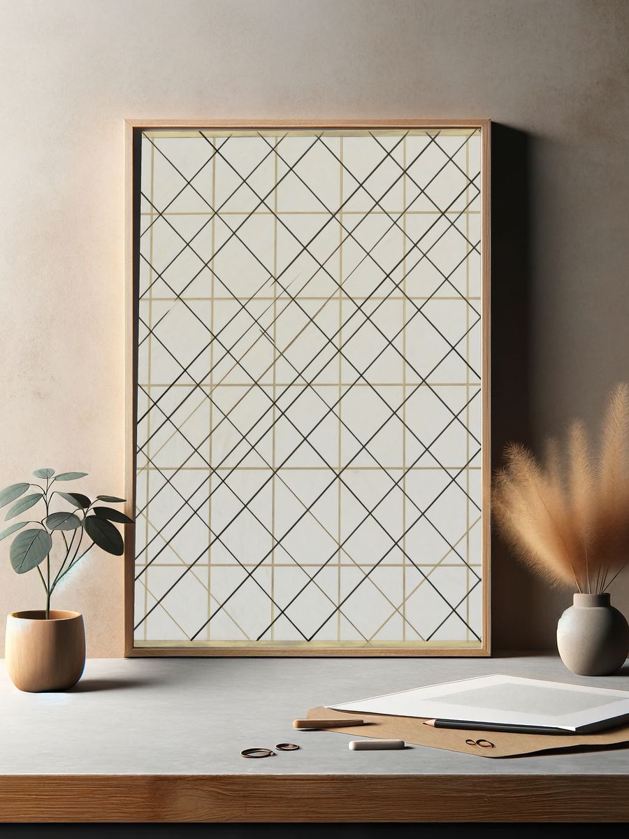 Geometric Grid Abstract Print. — room view 2