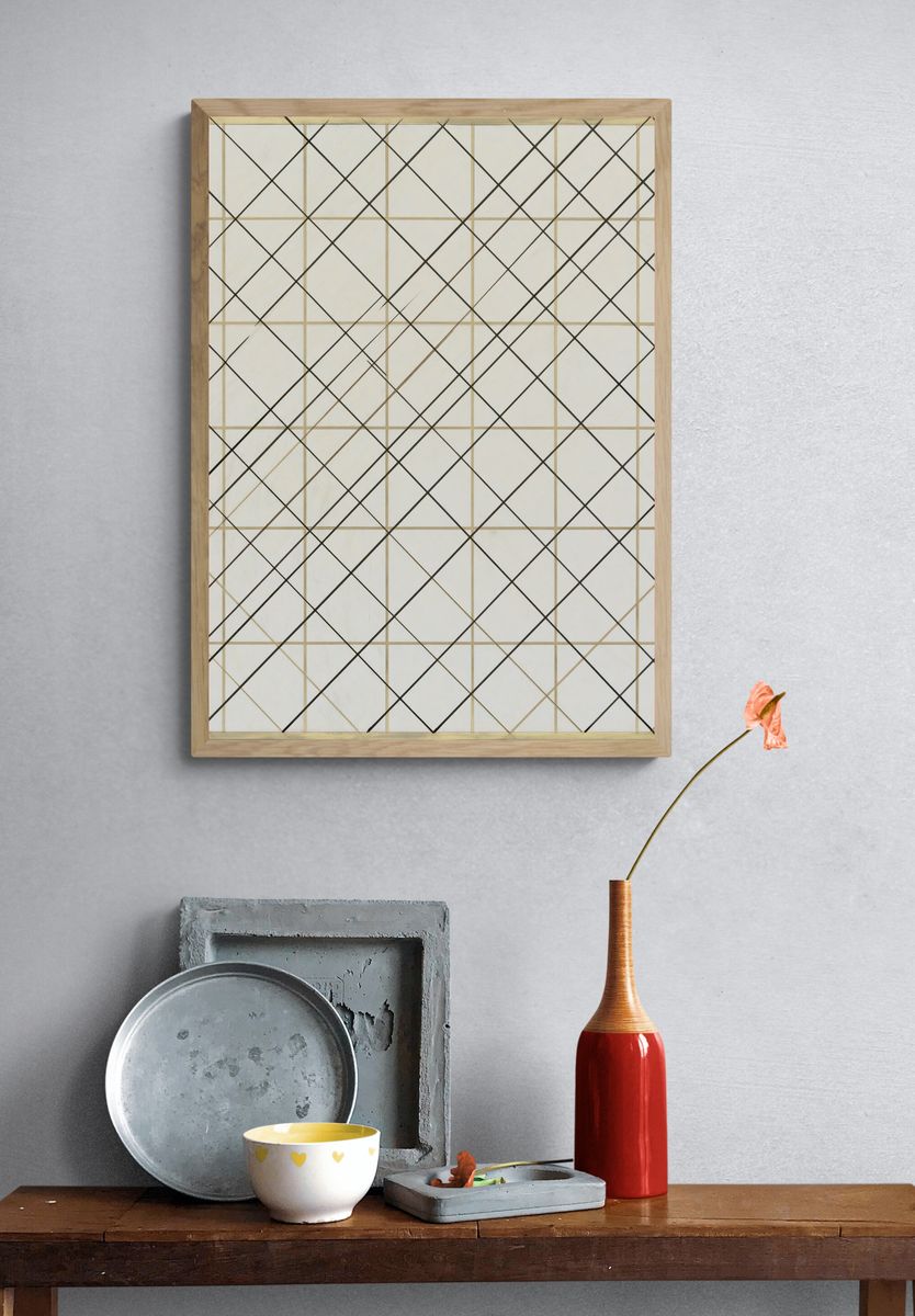 Geometric Grid Abstract Print. — room view 3
