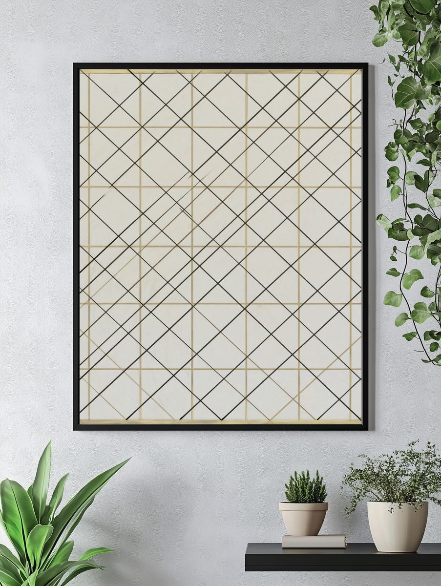 Geometric Grid Abstract Print. — room view 4