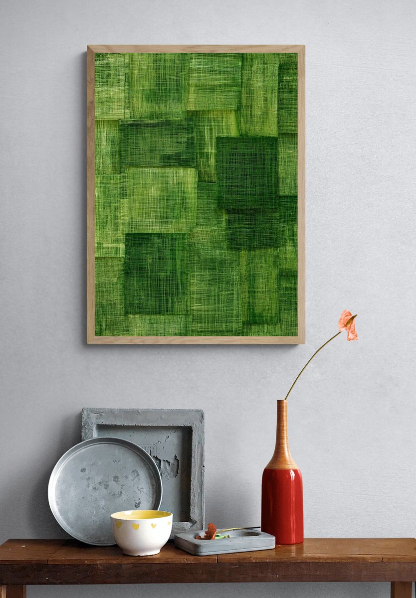 Green Textured Abstract Poster. — room view 3