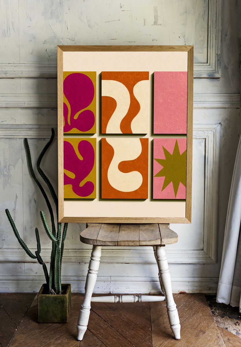 Retro Geometric Shapes Poster. room preview
