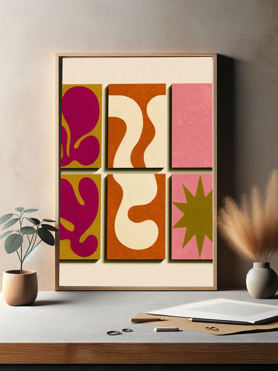 Retro Geometric Shapes Poster. — room view 2