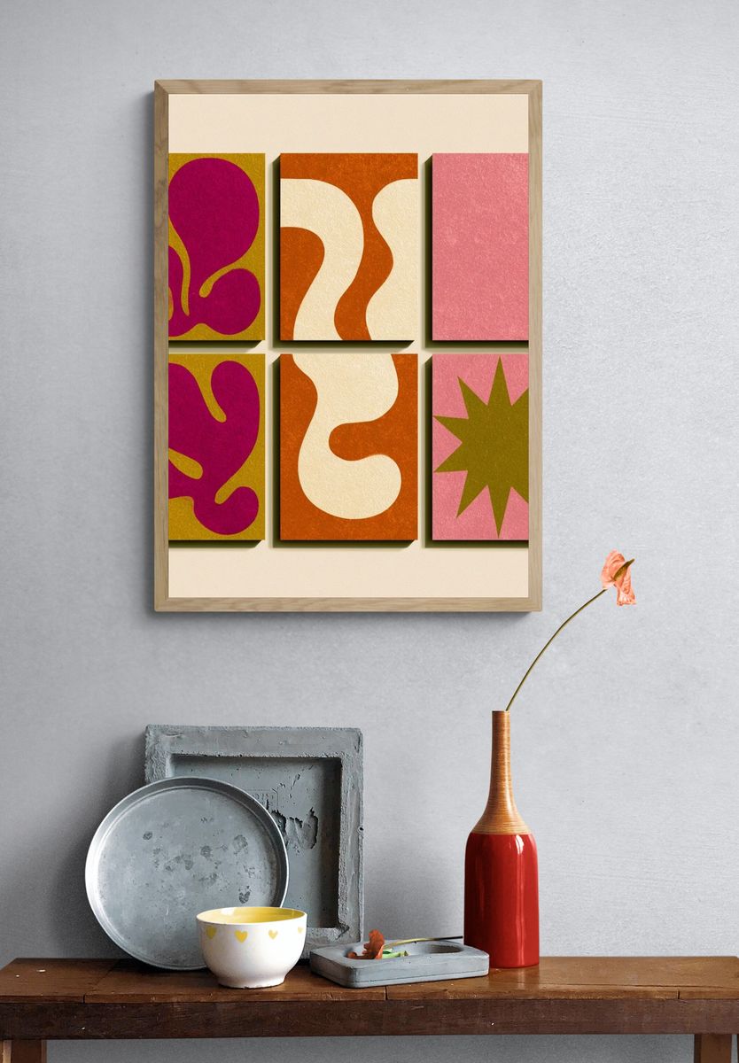 Retro Geometric Shapes Poster. — room view 3