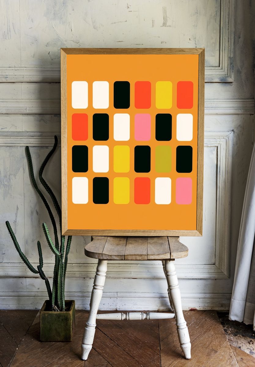 Retro Color Grid Poster. room preview