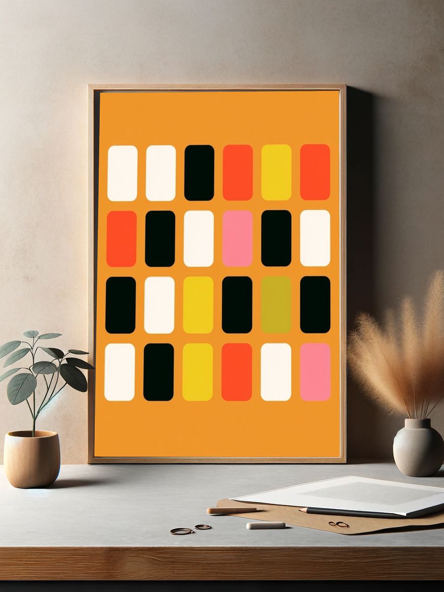 Retro Color Grid Poster. — room view 2