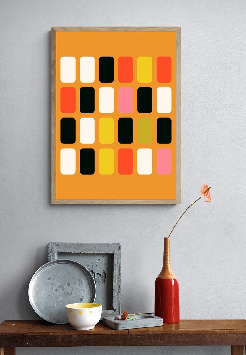 Retro Color Grid Poster. — room view 3