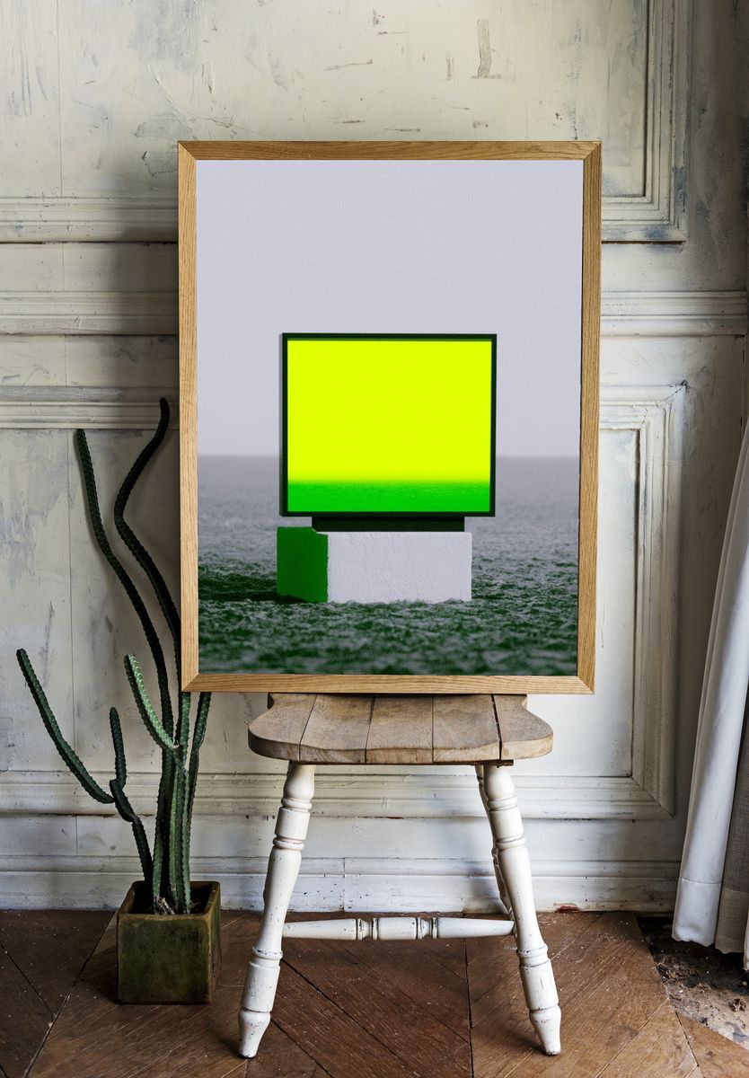 Neon Green Minimalist Abstract Poster. room preview