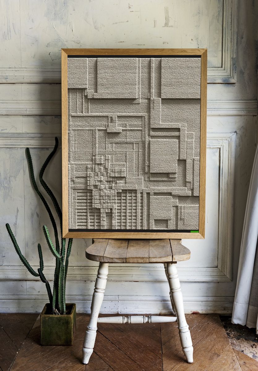 Textured Geometric Relief Poster. room preview