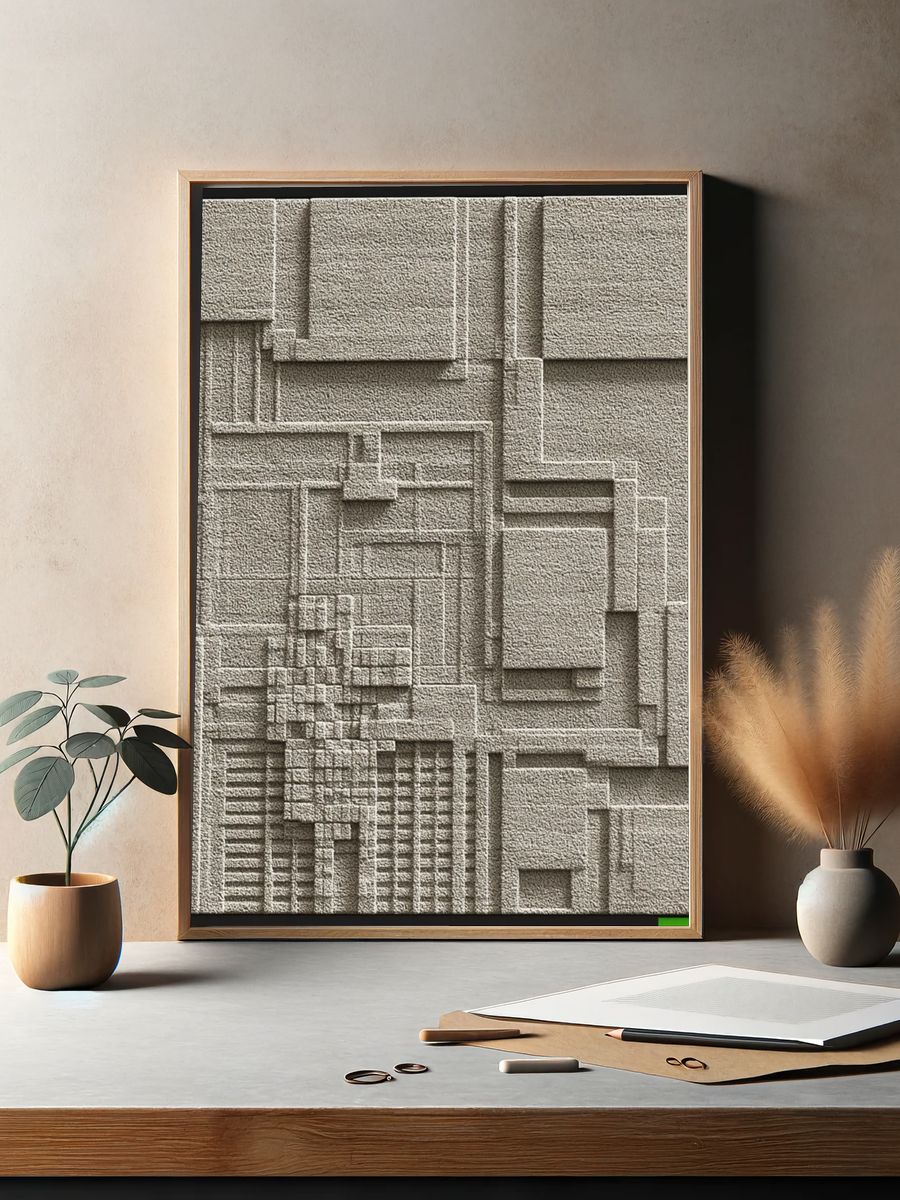 Textured Geometric Relief Poster. — room view 2