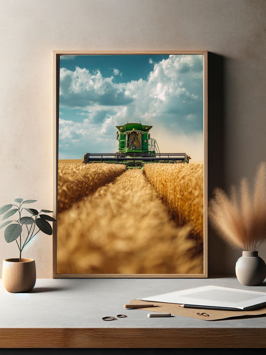 Combine Harvester Field Photography Poster. — room view 2