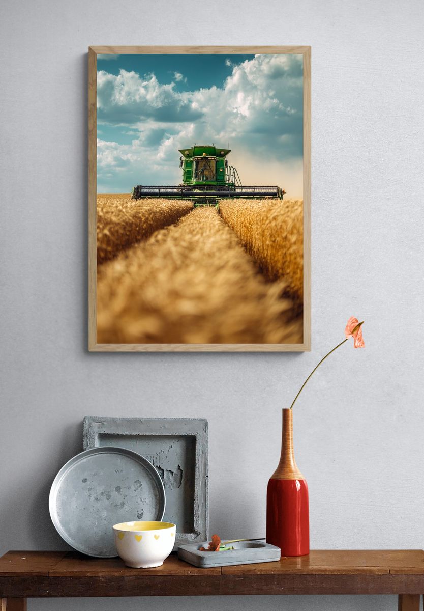 Combine Harvester Field Photography Poster. — room view 3