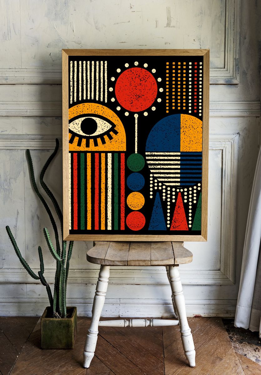 Retro Geometric Eye Poster. room preview