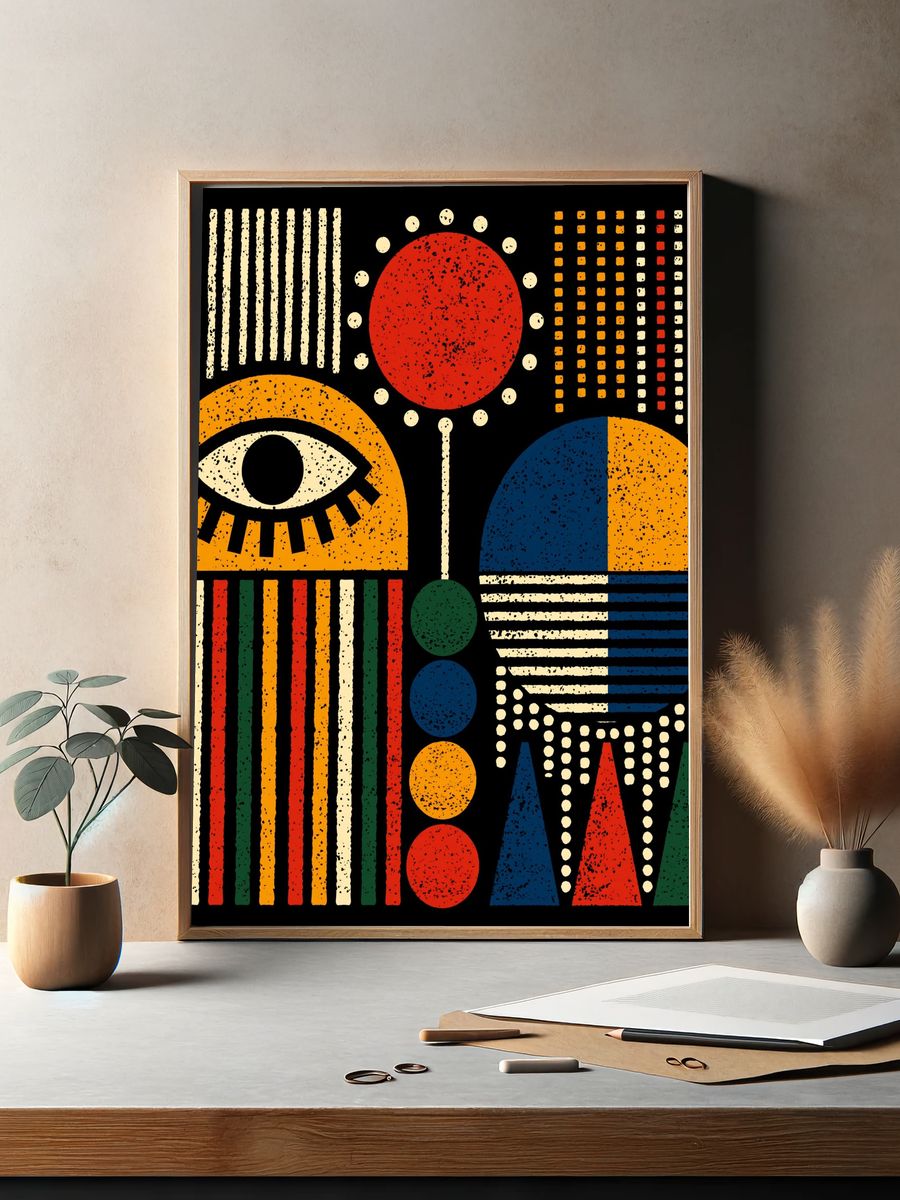 Retro Geometric Eye Poster. — room view 2