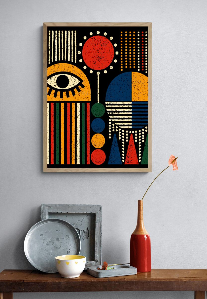 Retro Geometric Eye Poster. — room view 3
