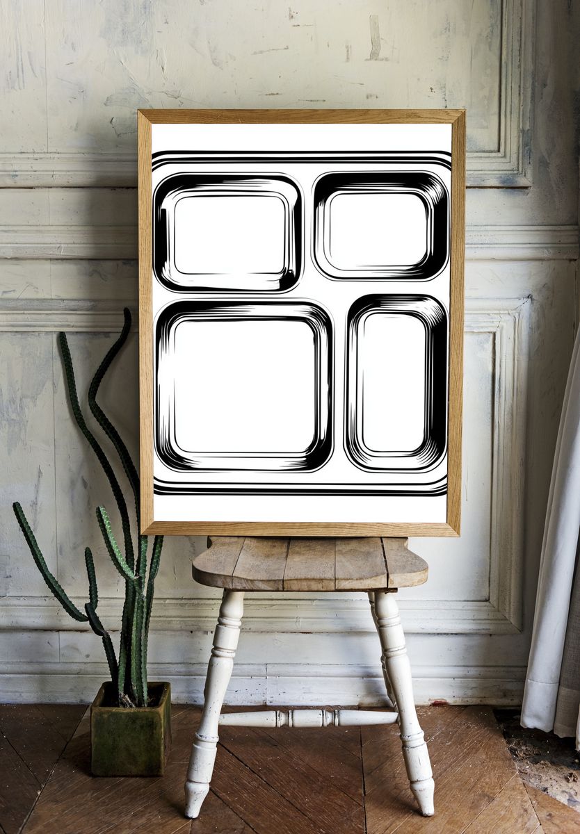 Retro Geometric Grid Poster. room preview