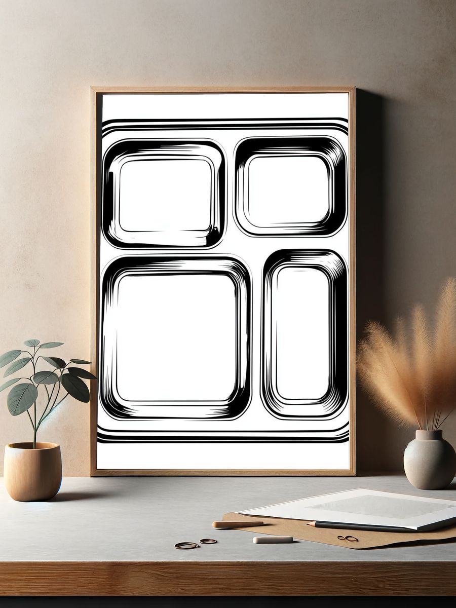 Retro Geometric Grid Poster. — room view 2