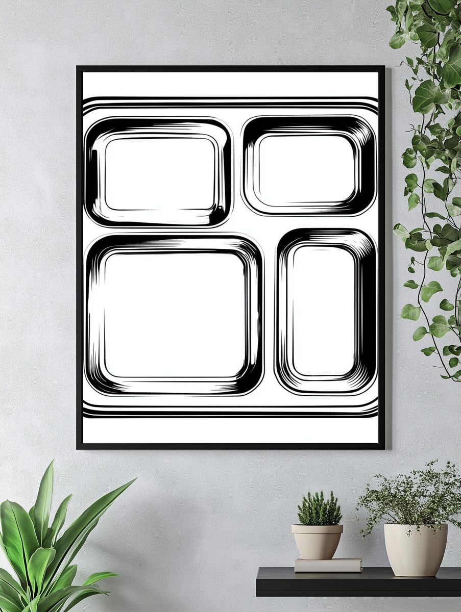 Retro Geometric Grid Poster. — room view 4