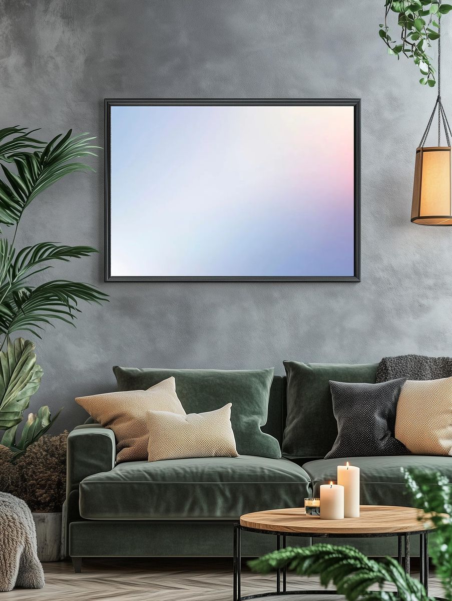 Winter blue pink gradient background. — room view 4