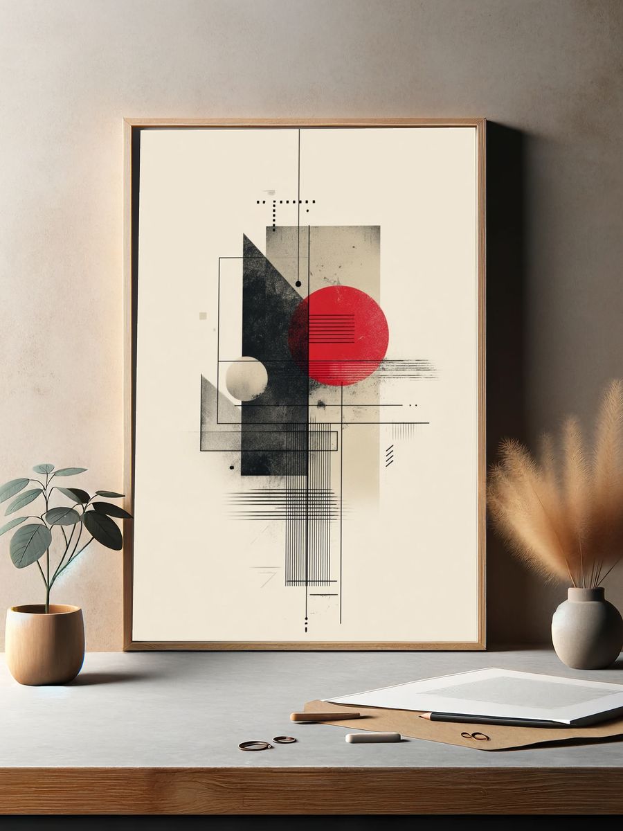 Red Circle Geometric Abstract Poster. — room view 2