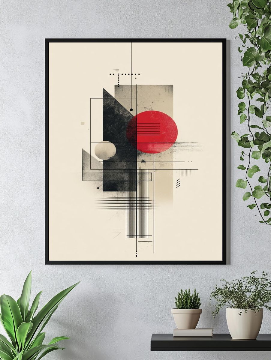 Red Circle Geometric Abstract Poster. — room view 4