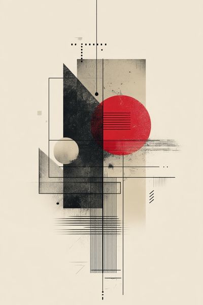 Red Circle Geometric Abstract Poster. poster