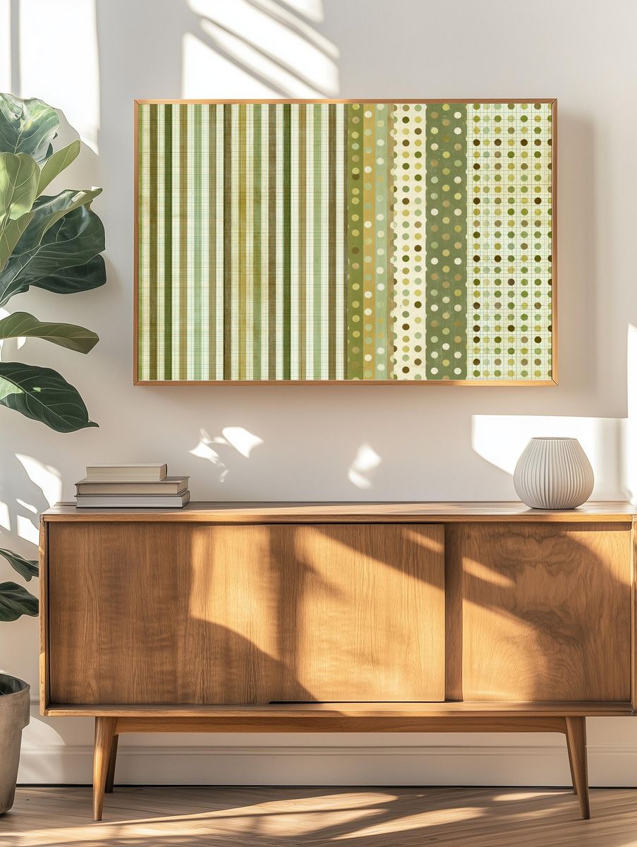 Muted Geometric Grid Poster. — room view 3