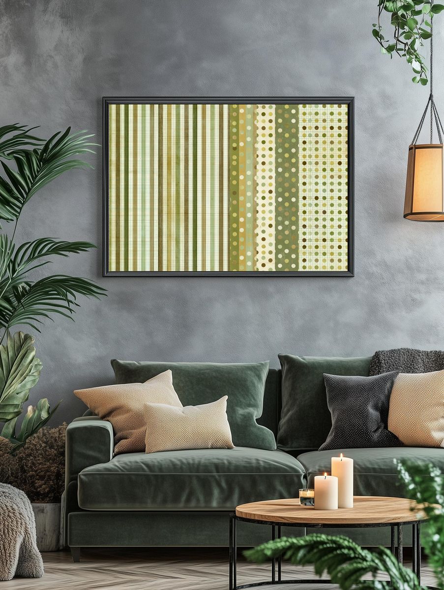 Muted Geometric Grid Poster. — room view 4