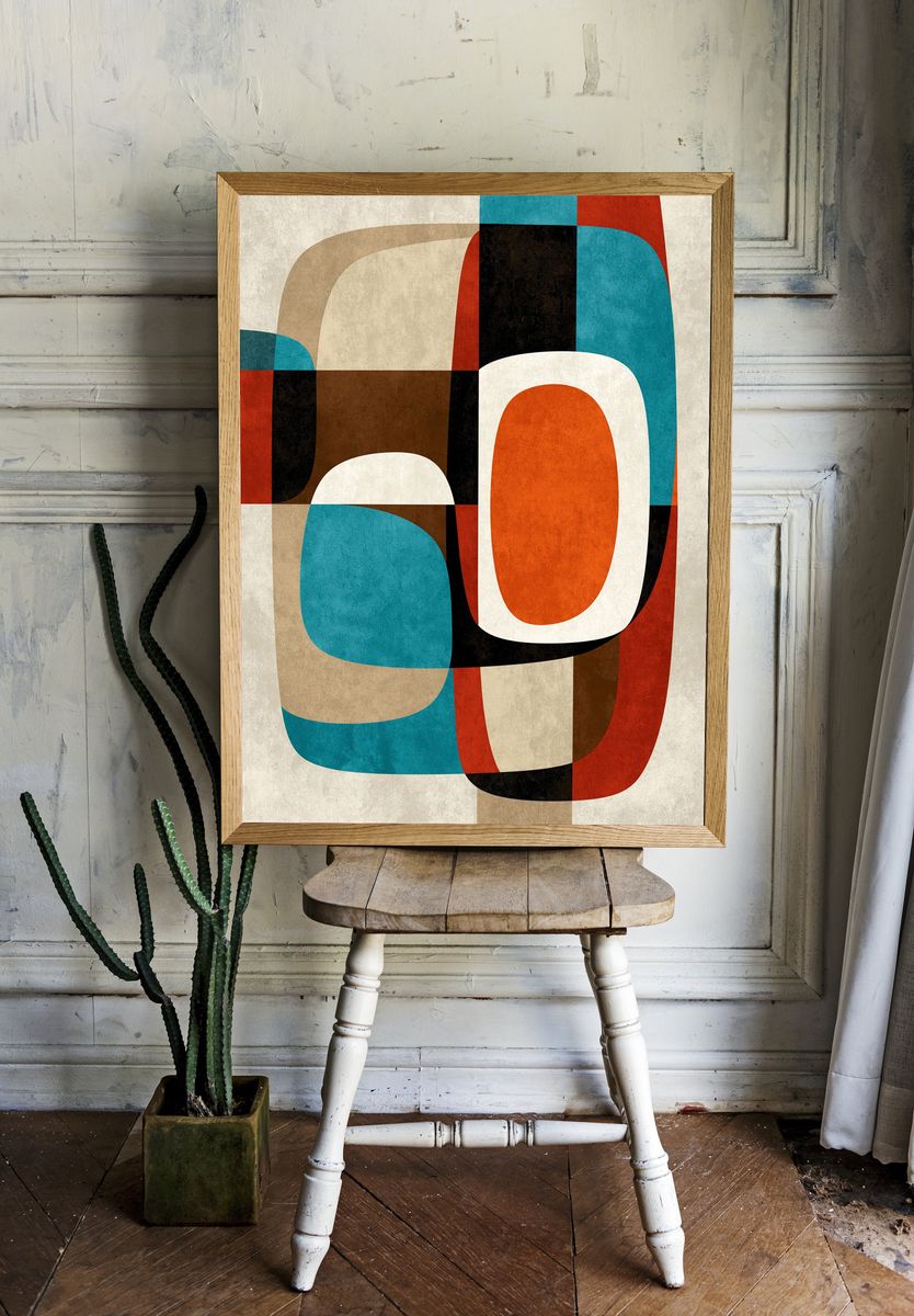 Retro Geometric Abstract Poster. — room view 1