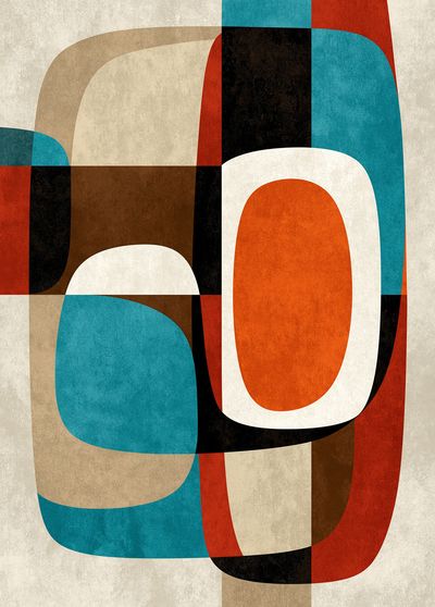 Retro Geometric Abstract Poster.