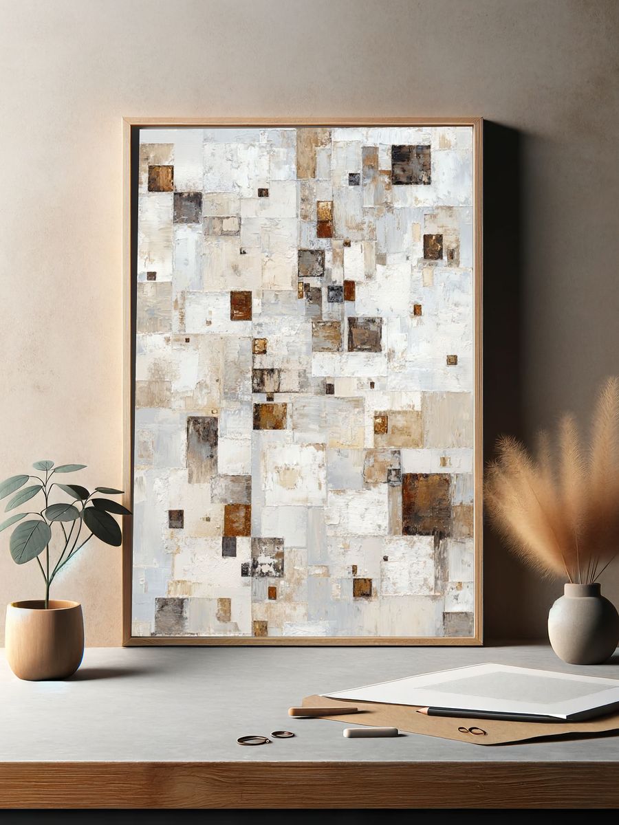 Abstract Geometric Texture Poster. — room view 2