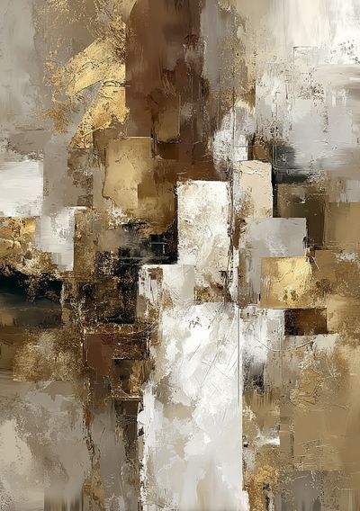 Abstract Gold and White Blocks Poster. poster print
