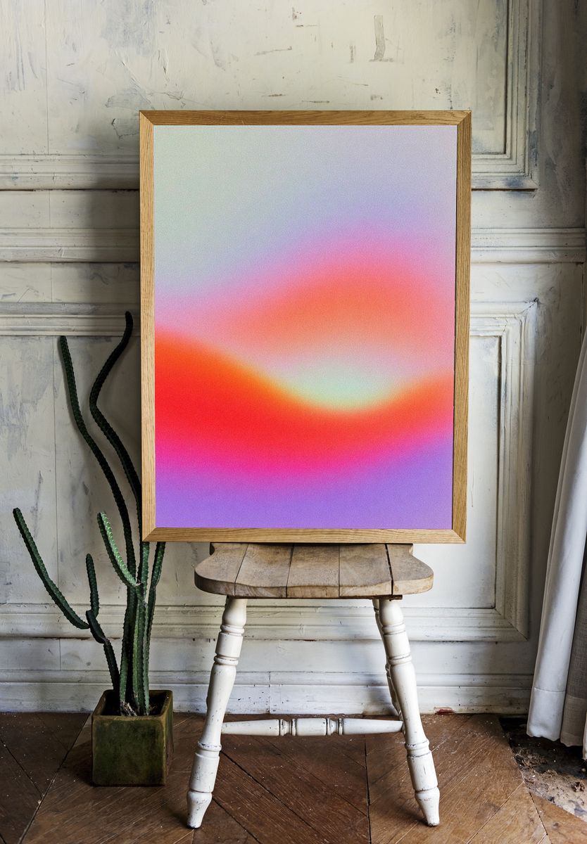 Abstract Gradient Waves Poster. — room view 1