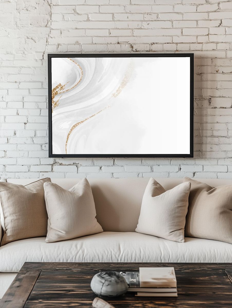 Abstract Gold and White Marble Poster. — room view 1
