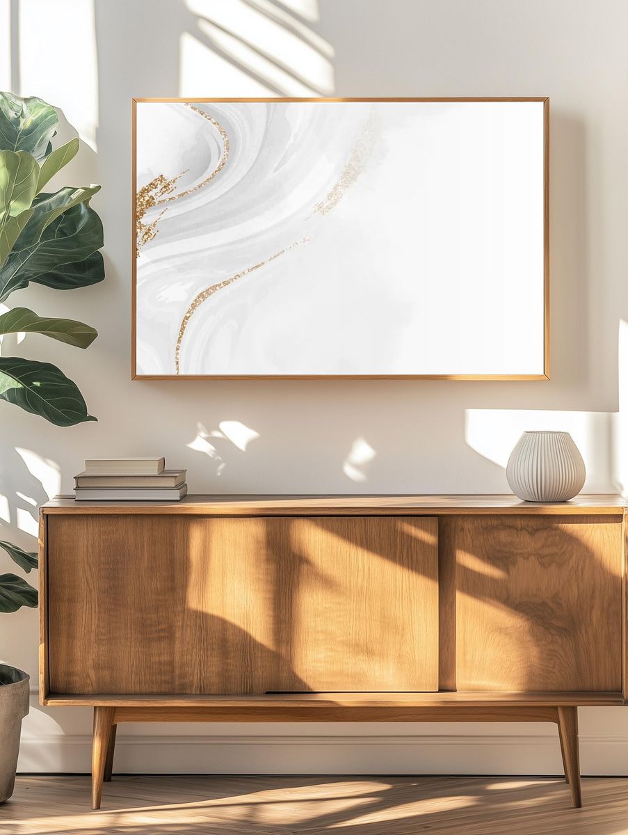 Abstract Gold and White Marble Poster. — room view 3