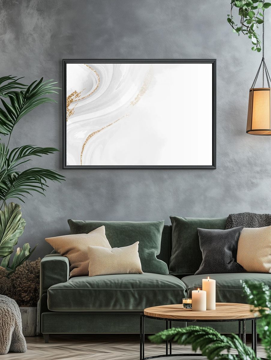 Abstract Gold and White Marble Poster. — room view 4