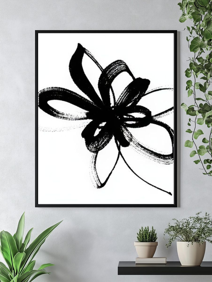 Abstract Ink Bloom Poster. — room view 4