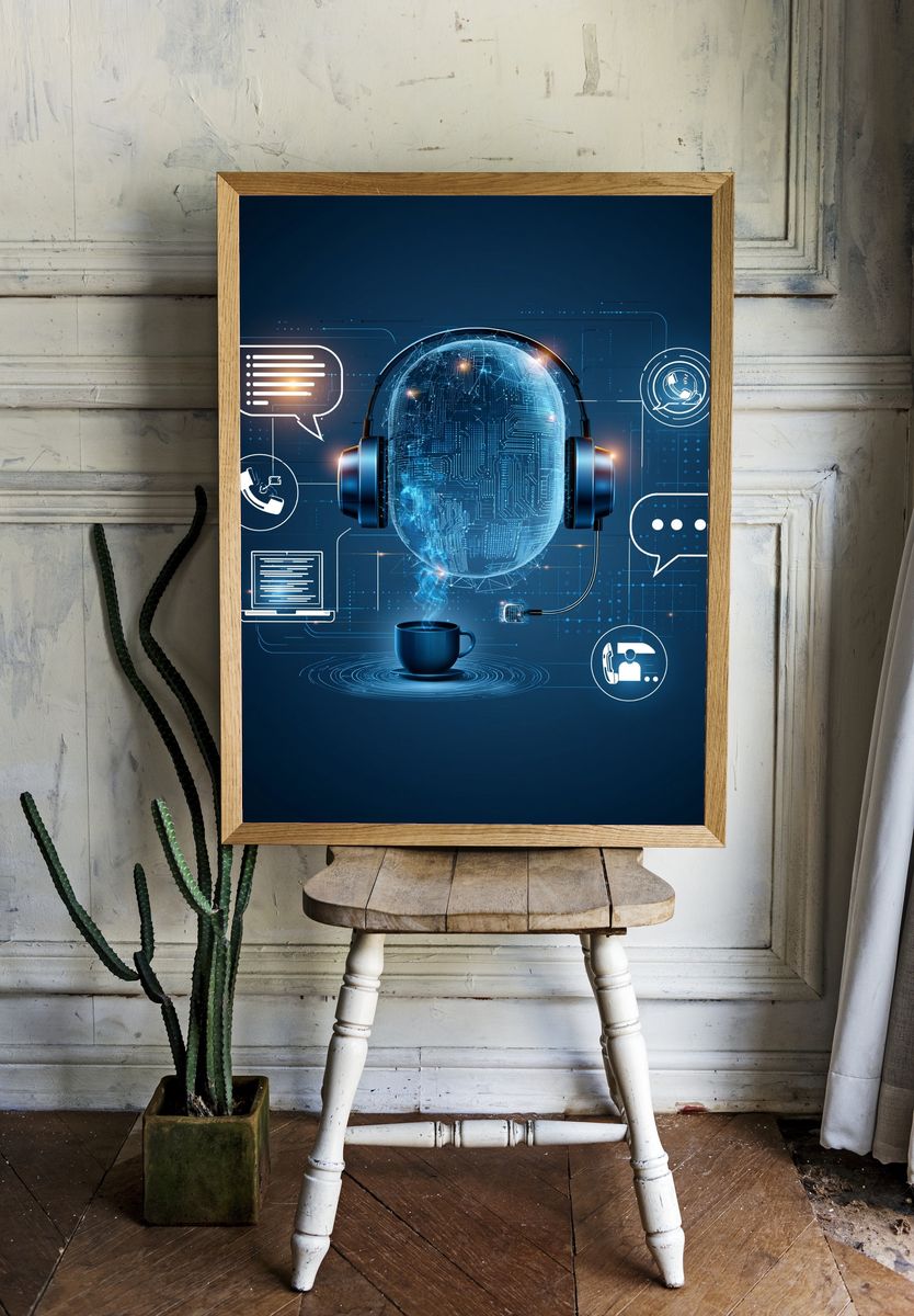 AI Headset Digital Art Poster. — room view 1