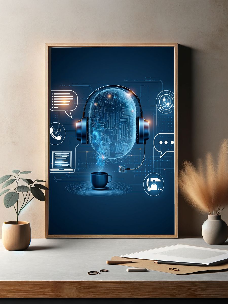 AI Headset Digital Art Poster. — room view 2