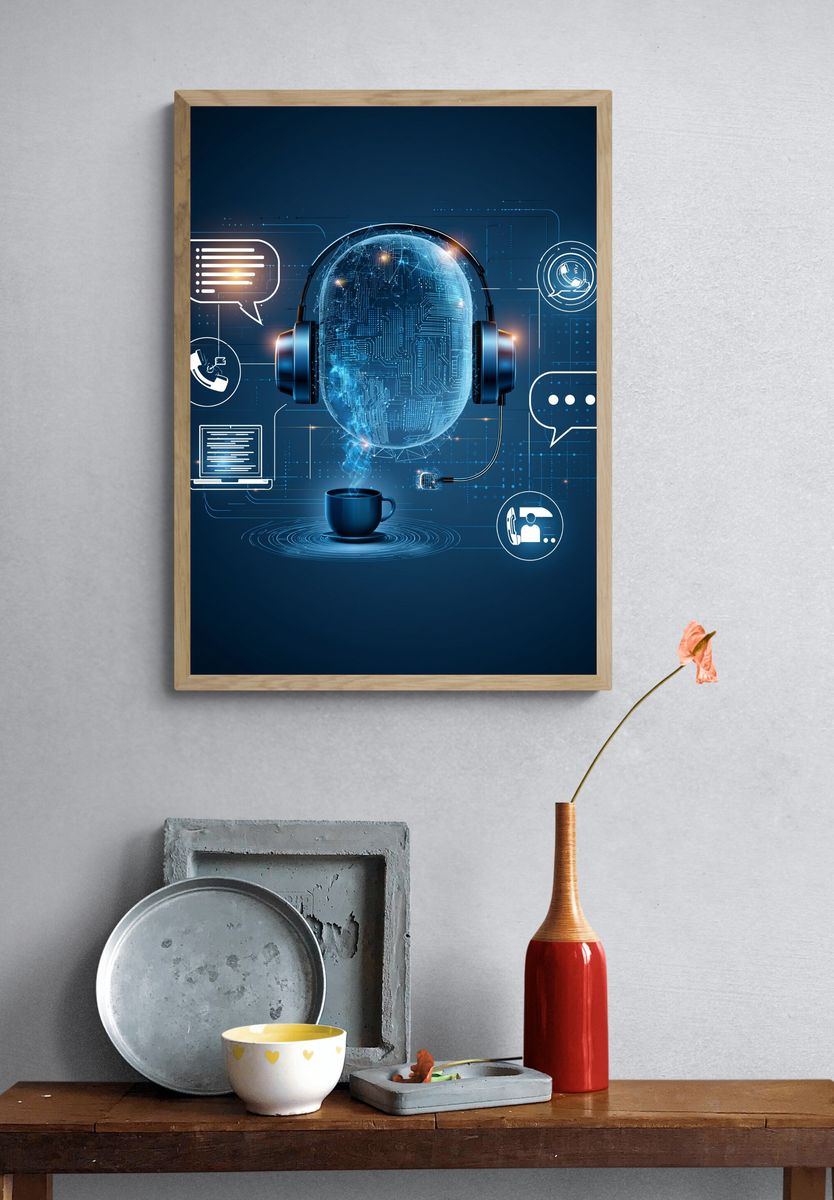 AI Headset Digital Art Poster. — room view 3