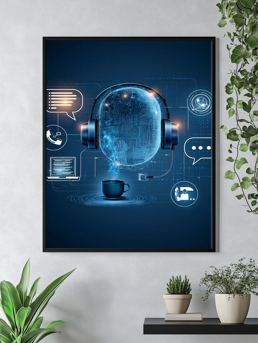 AI Headset Digital Art Poster. — room view 4